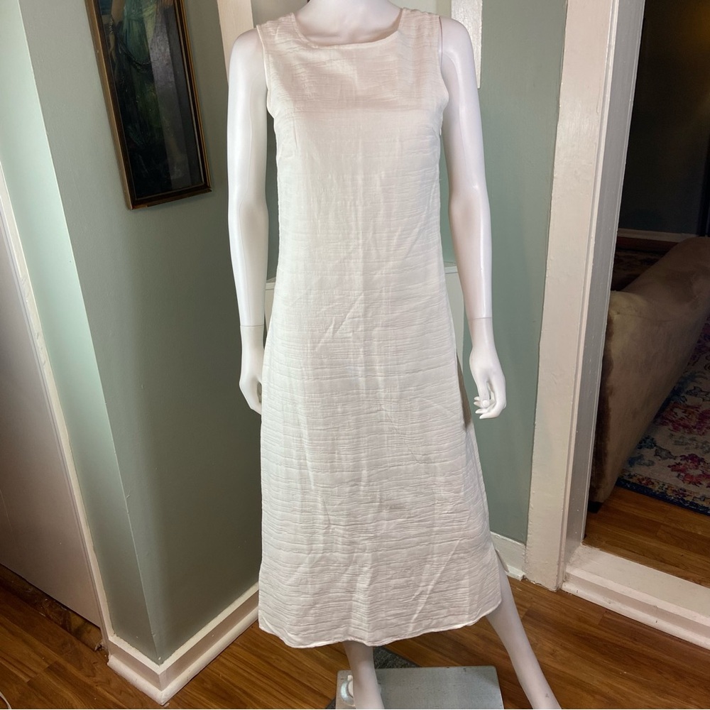 Callahan Knitwear Colette White Dress Textured Backless Midi Maxi Cotton Shift - Picture 3 of 15